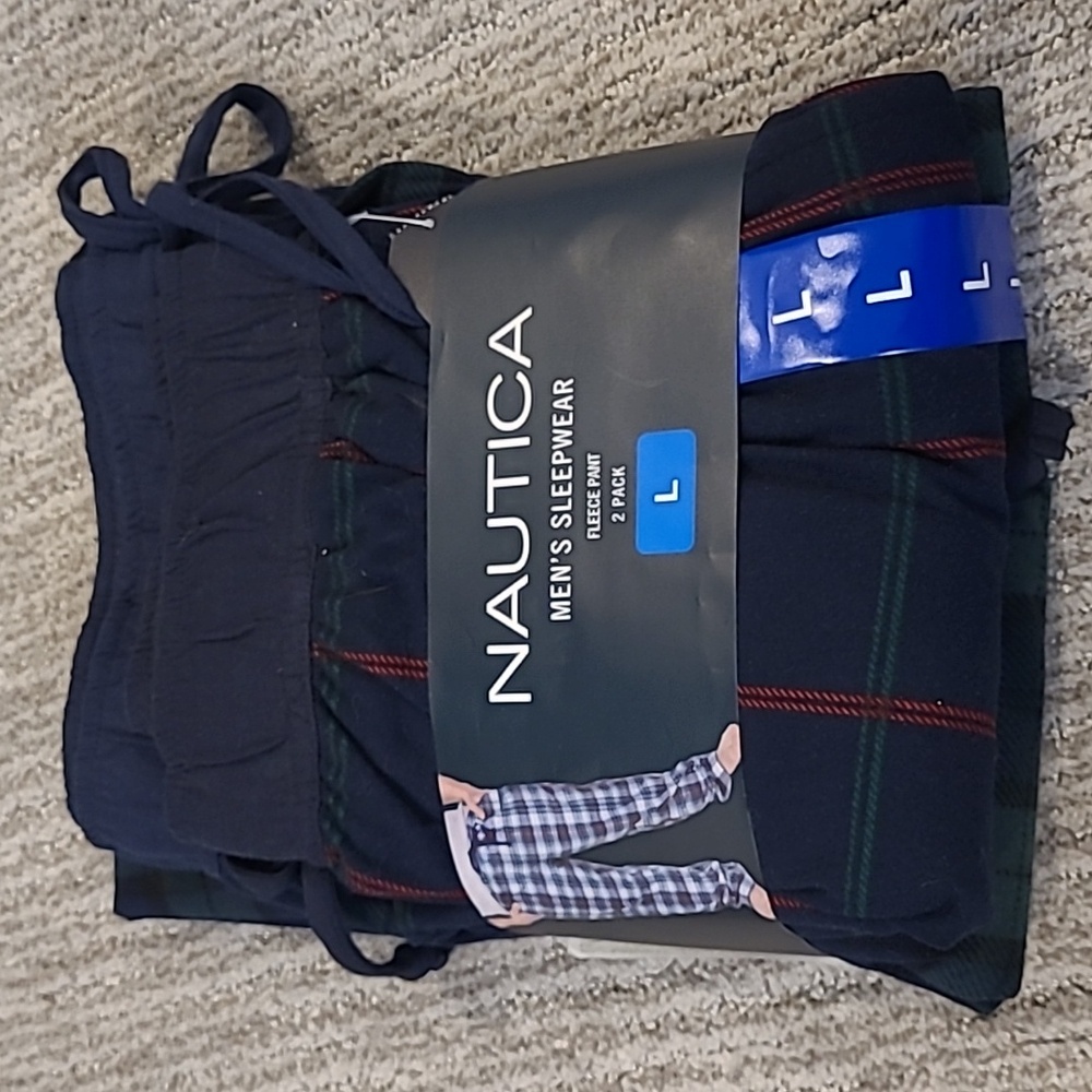 2 pack Nautica Men's Sleepwear fleece pant set in Large